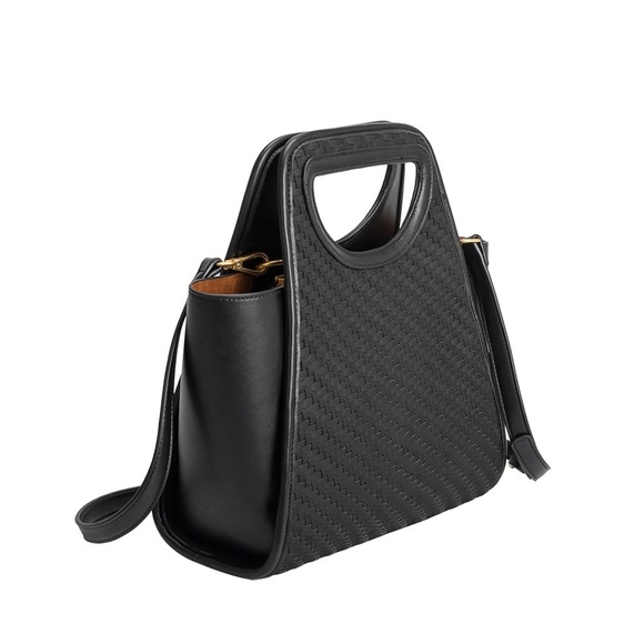 Melie Bianco Dena Recycled Vegan Top Handle Bag in Black - Picture 2 of 10